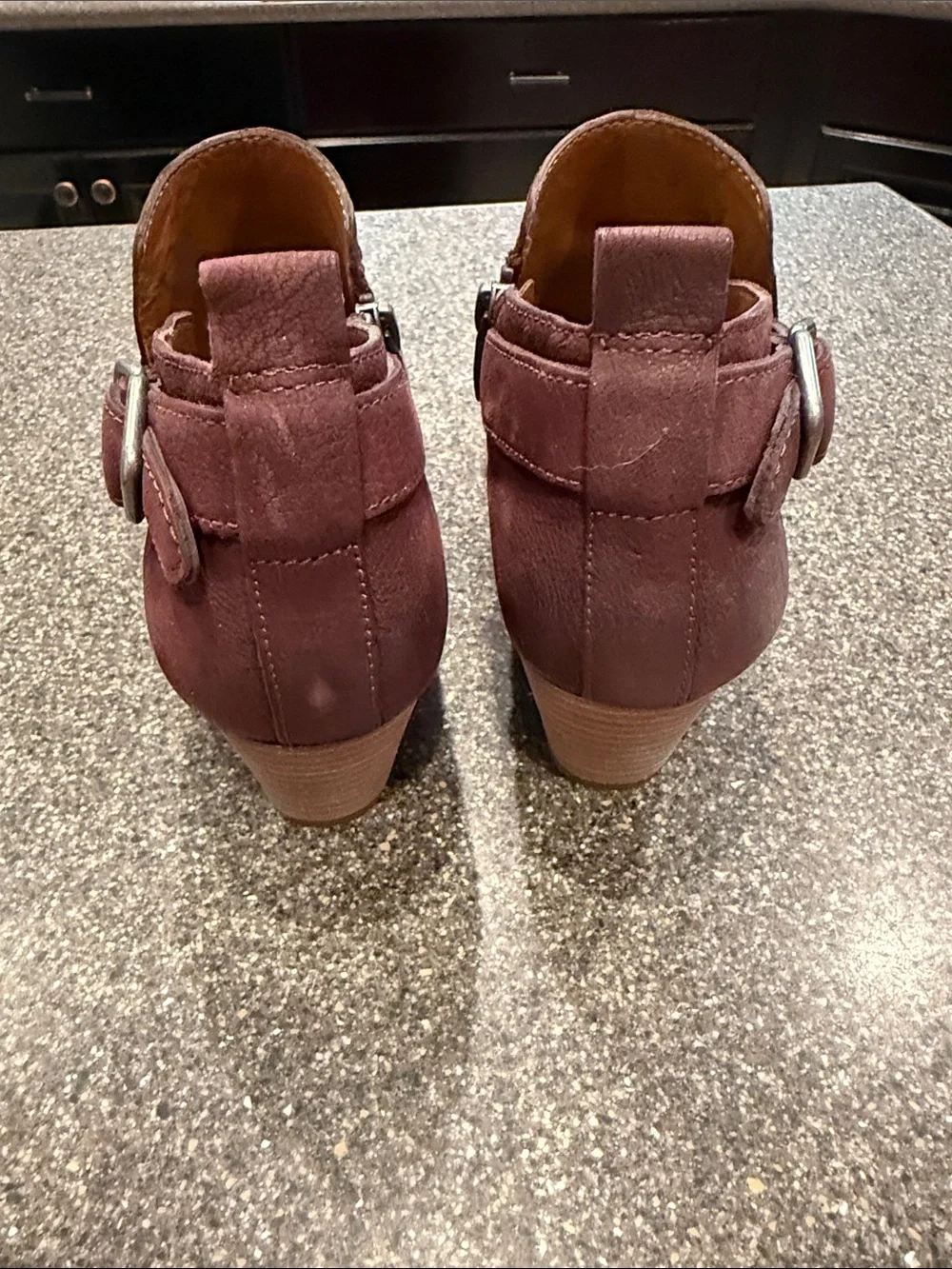 Franco Sarto Wine Red Garfield Ankle Booties with Side Buckle